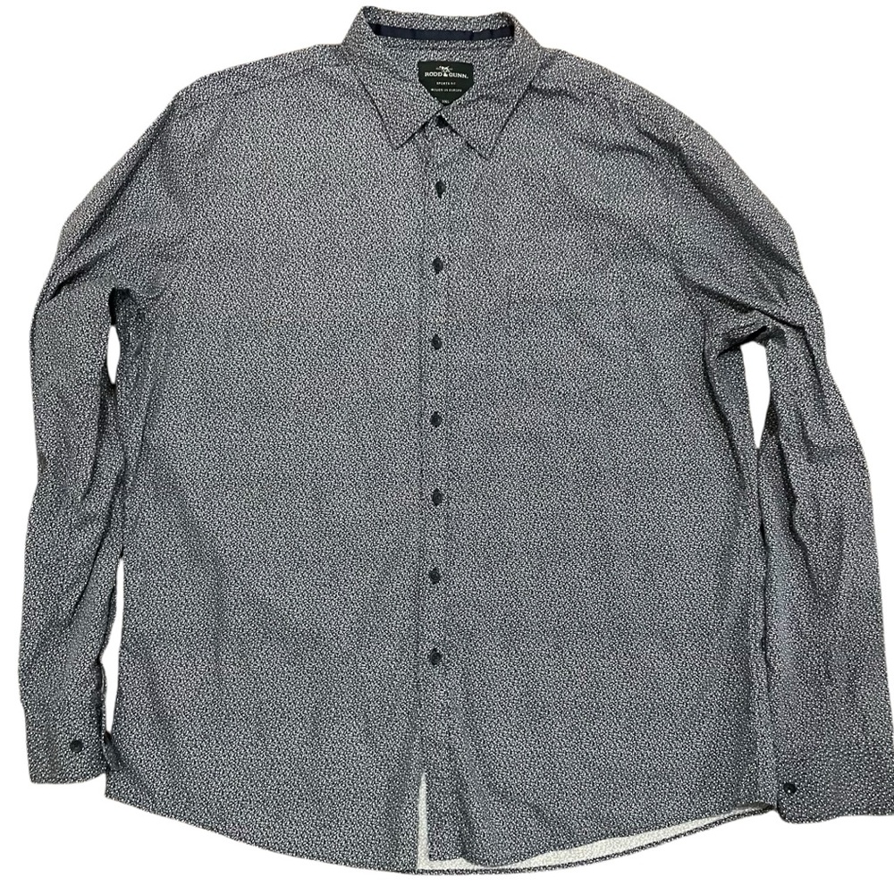 Rodd & Gunn Sports Fit Long Sleeve Button Down Navy Blue & White Pattern 3XL